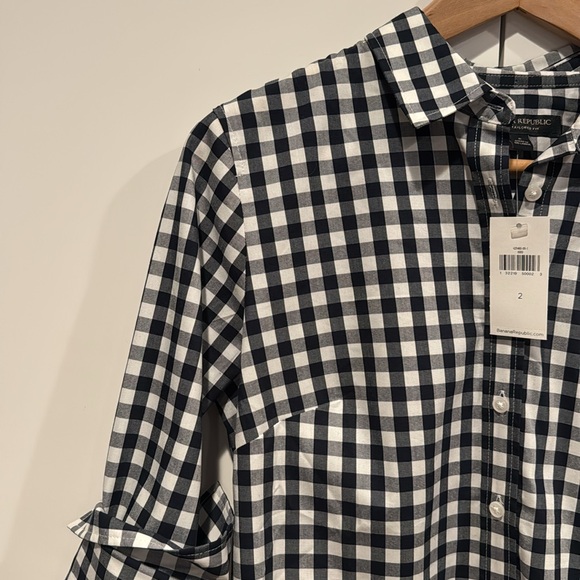 Gingham button down blouse Banana Republic SZ2 - Picture 5 of 5